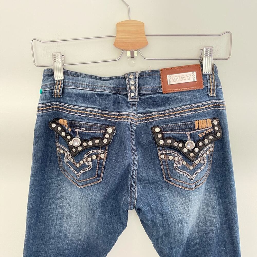 WAY JEANS embellished studded bootcut jeans sz 3